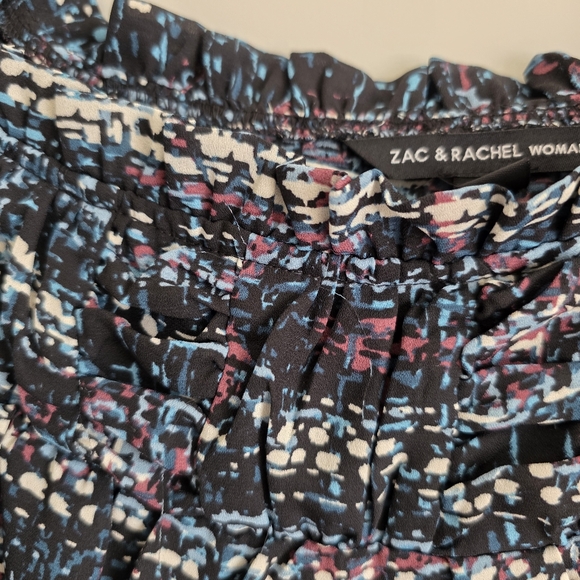 Zac & Rachel Women's Multi-Colored Patterned Ruffle Blouse Sz 2X - Picture 8 of 12